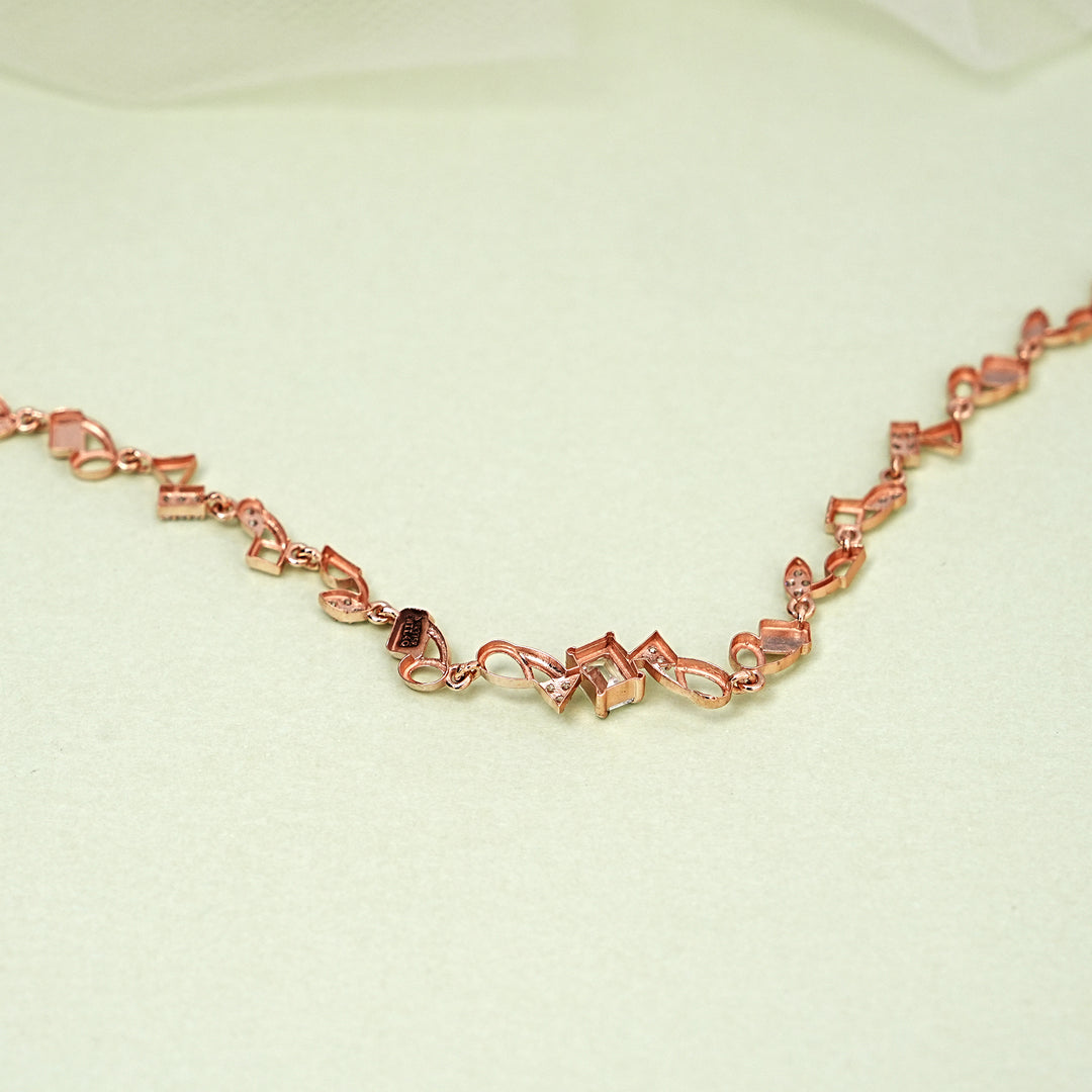 9K Rose Gold Bracelet with CZ Stones