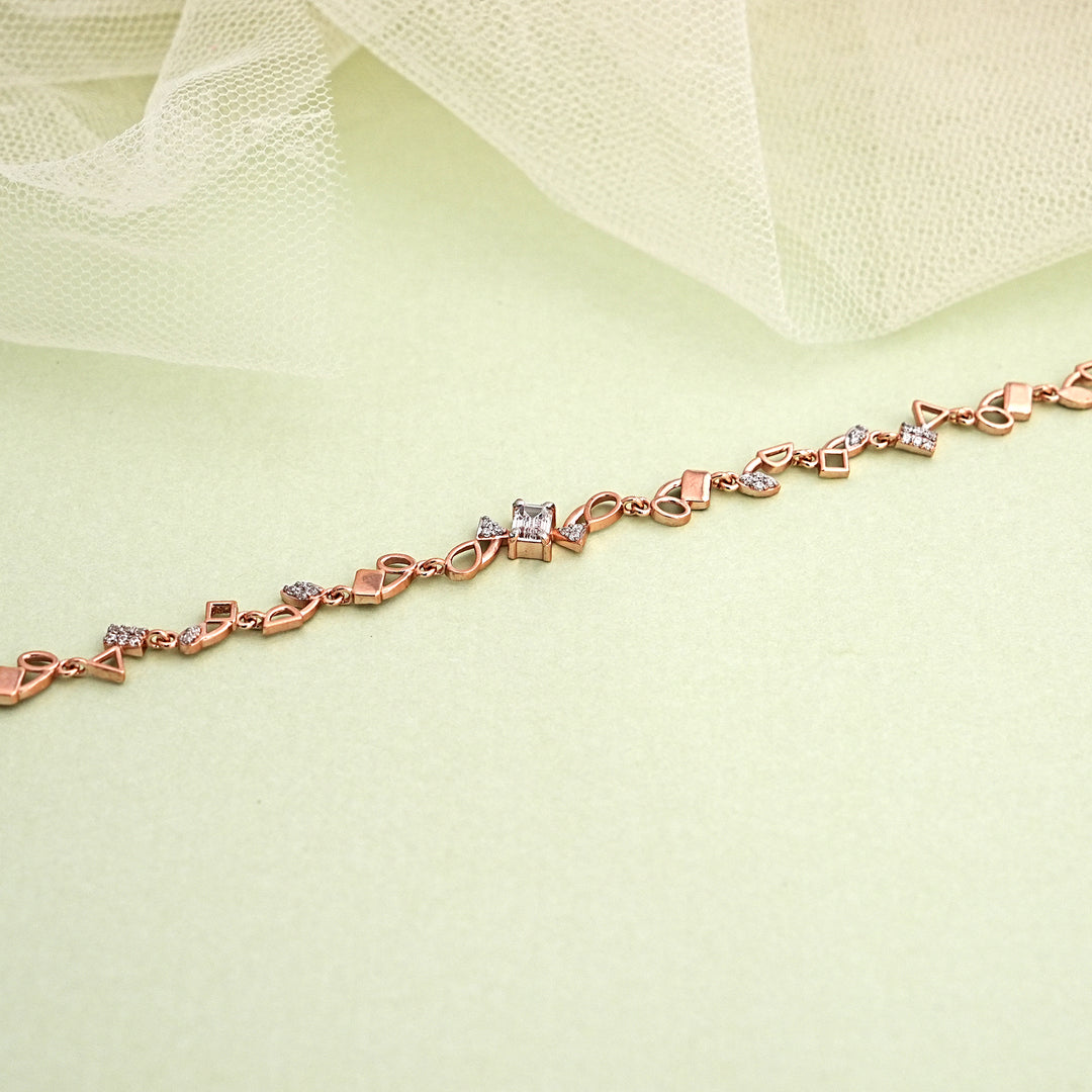 9K Rose Gold Bracelet with CZ Stones