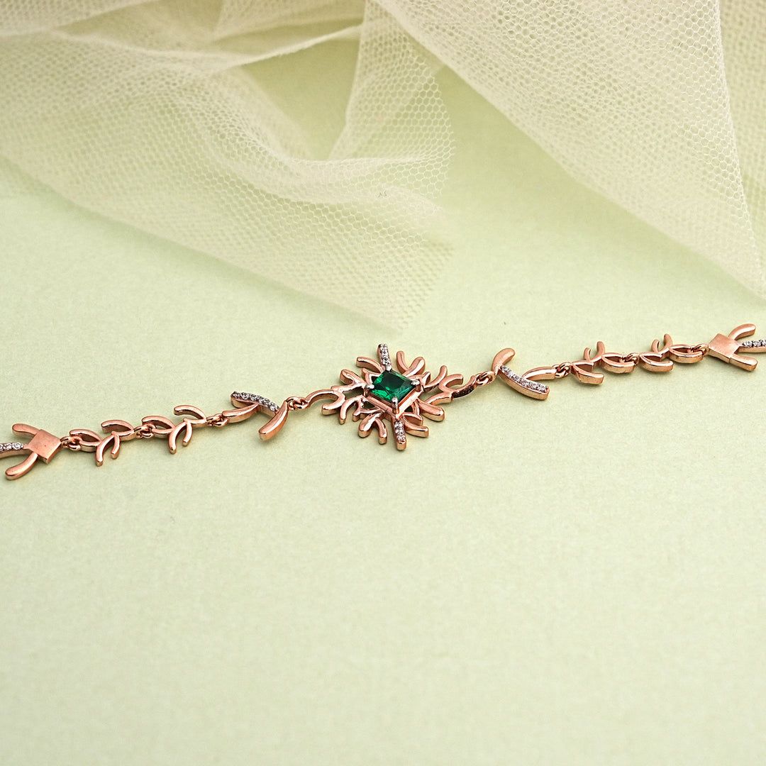 9K Rose Gold Bracelet with Multicolour Stones