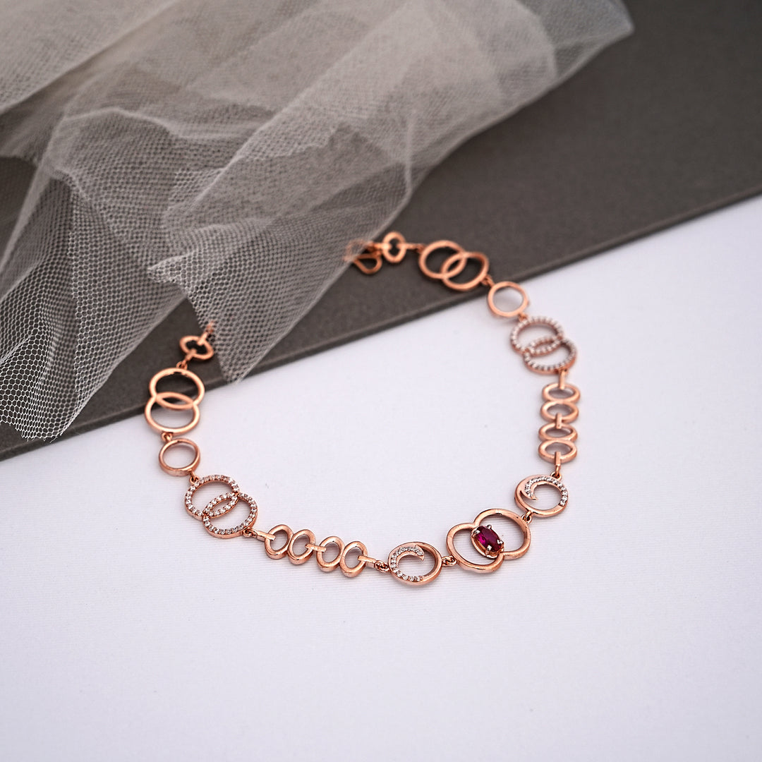 9K Rose Gold Bracelet with Multicolour Stones