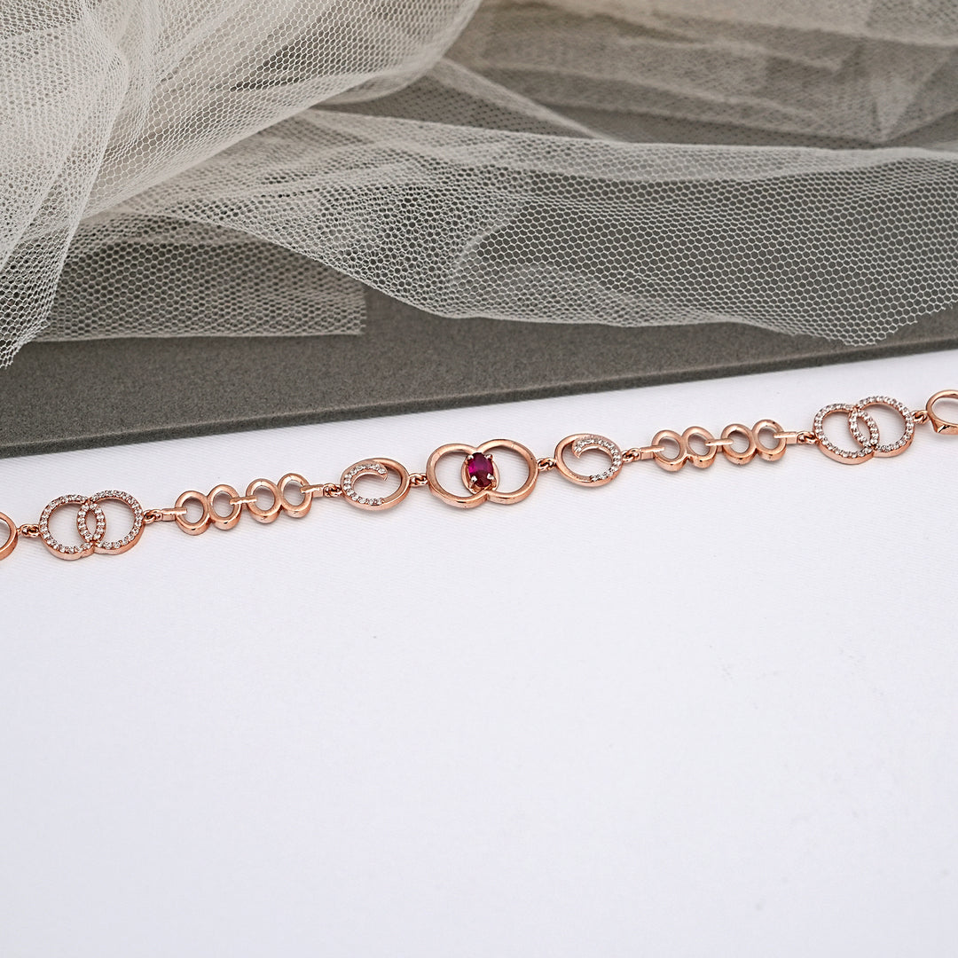9K Rose Gold Bracelet with Multicolour Stones