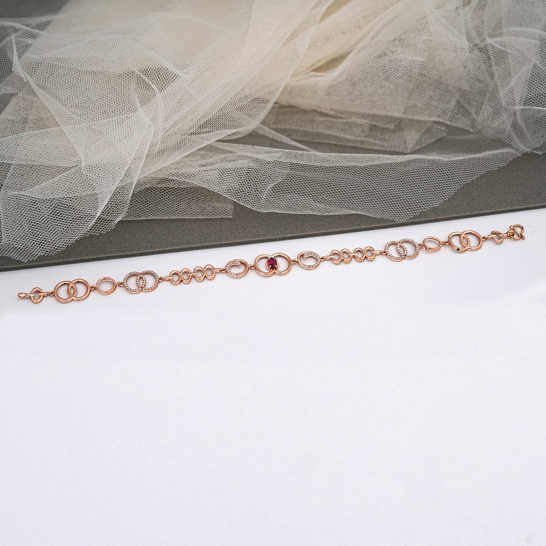 9K Rose Gold Bracelet with Multicolour Stones