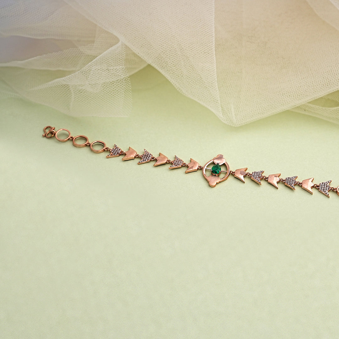 9K Rose Gold Bracelet with Multicolour Stones