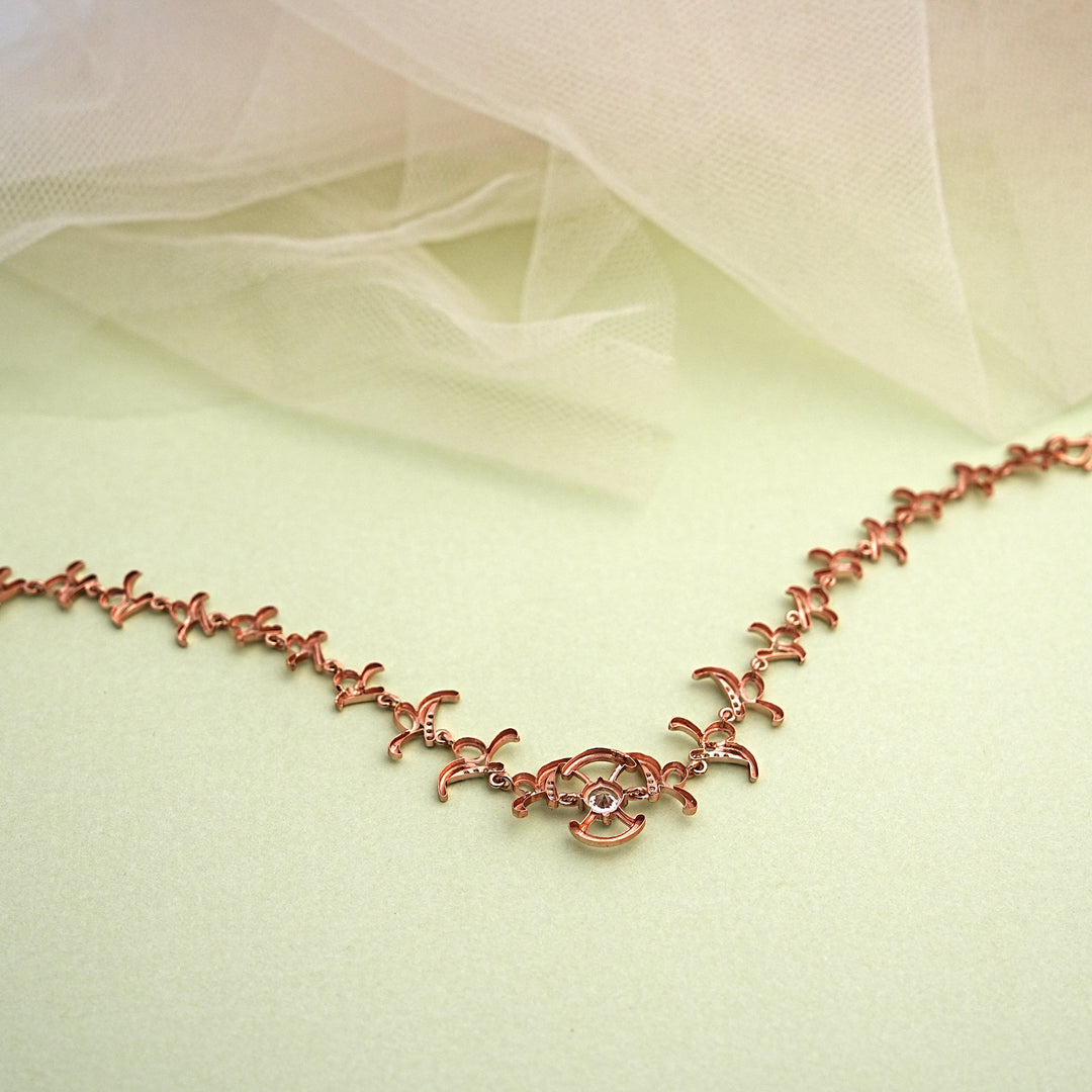 9K Rose Gold Bracelet with CZ Stones
