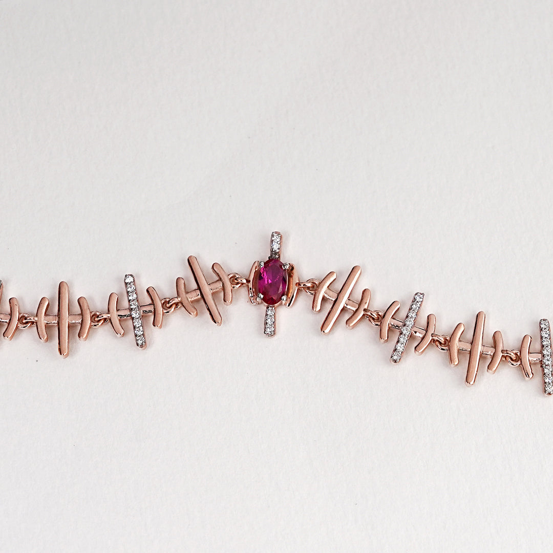 9K Rose Gold Bracelet with Multicolour Stones