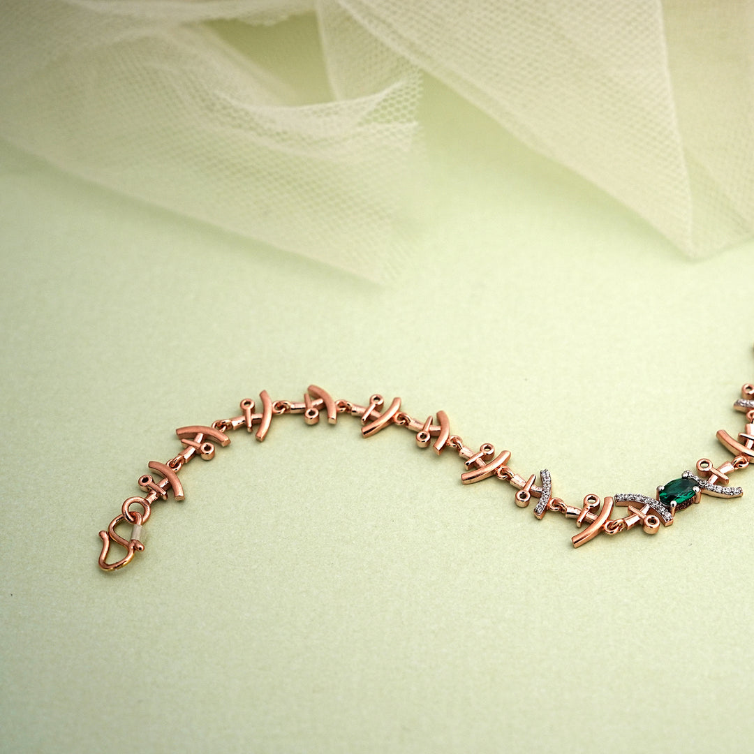 9K Rose Gold Bracelet with Multicolour Stones