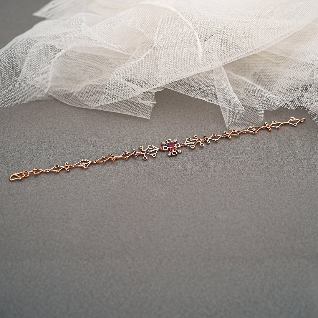 9K Rose Gold Bracelet with Multicolour Stones