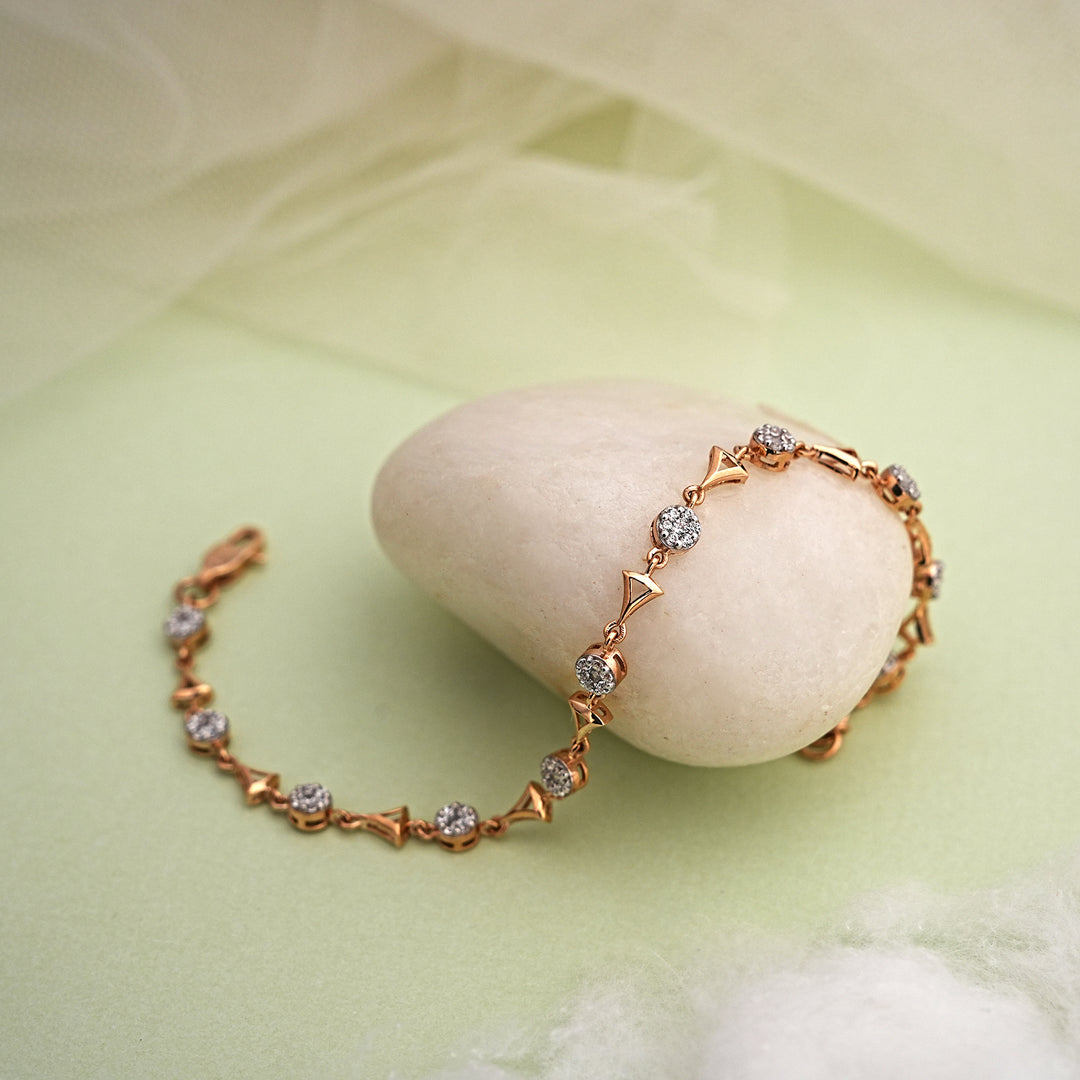 9K Rose Gold Bracelet with CZ Stones