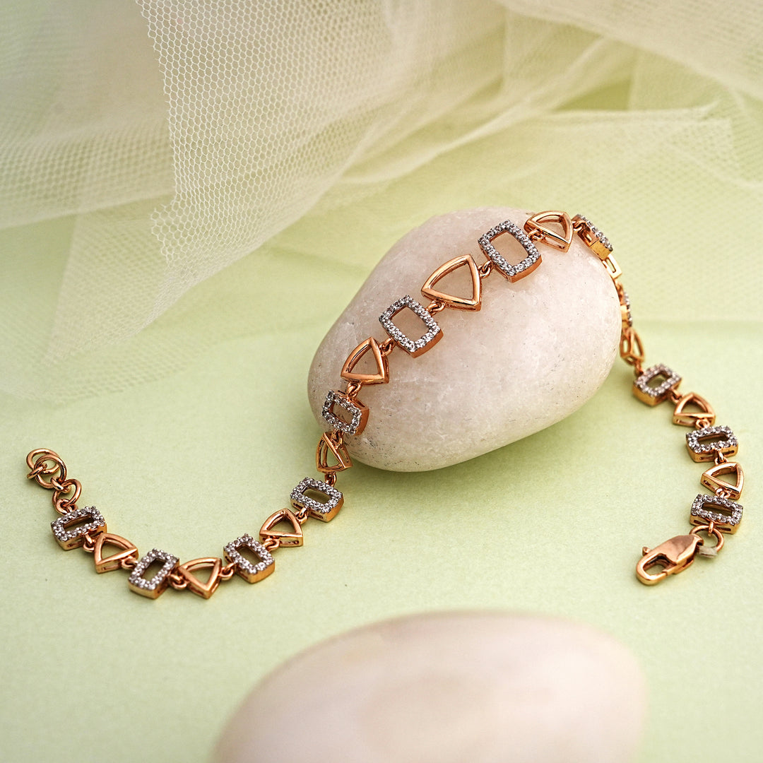 9K Rose Gold Bracelet with CZ Stones