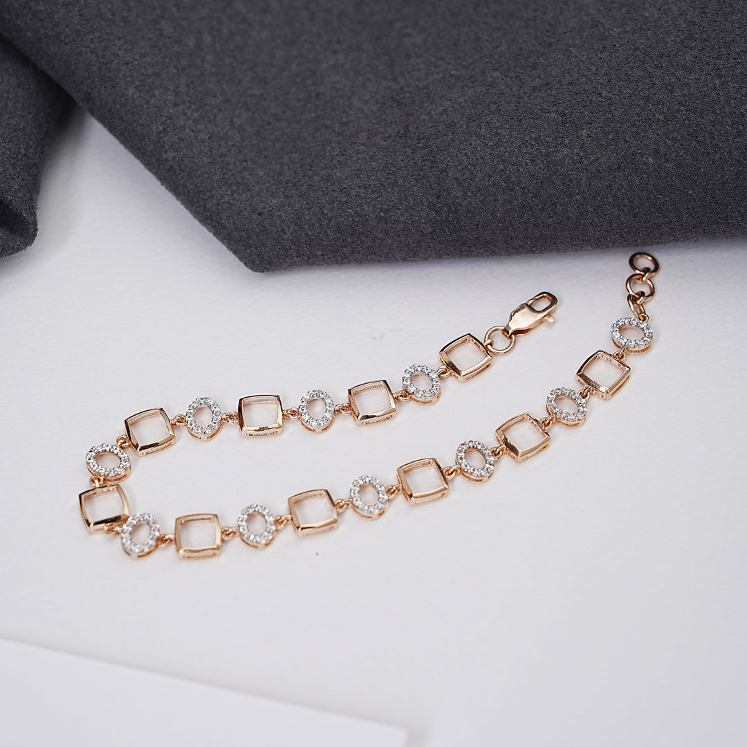 9K Rose Gold Bracelet with CZ Stones