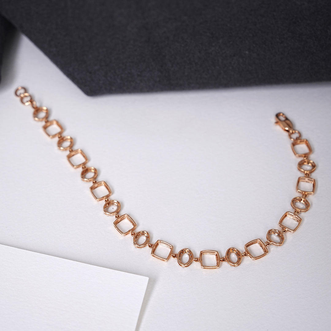 9K Rose Gold Bracelet with CZ Stones