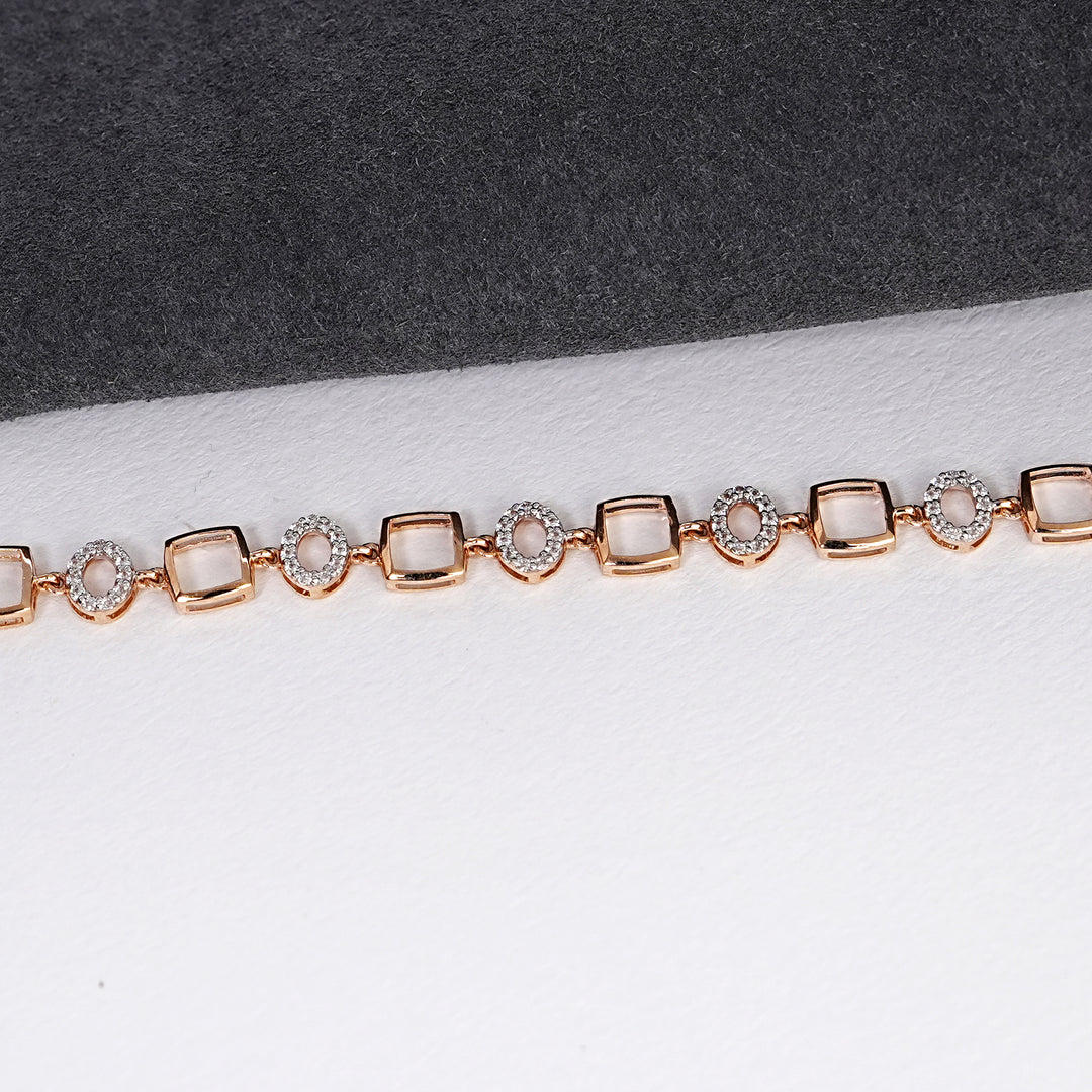 9K Rose Gold Bracelet with CZ Stones