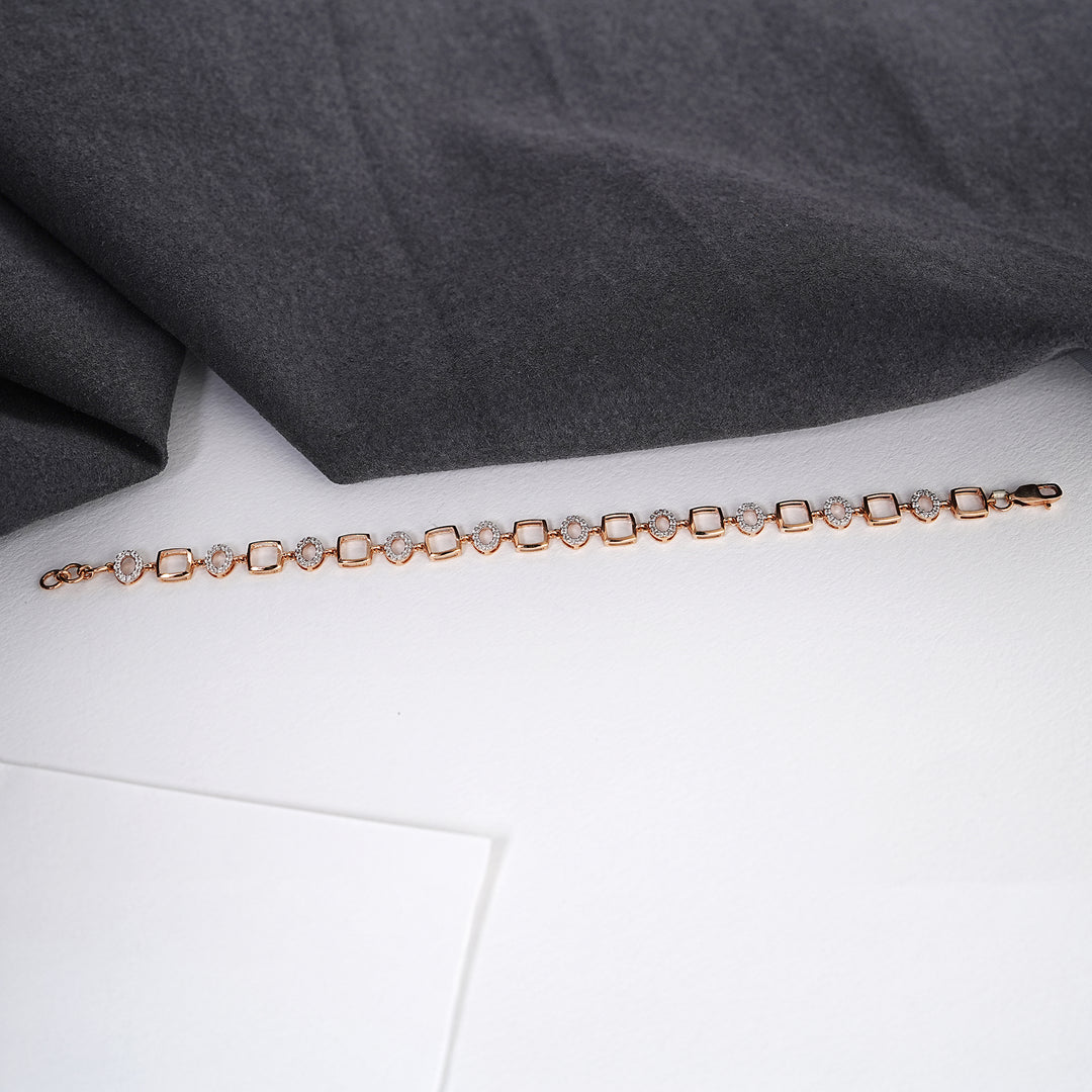 9K Rose Gold Bracelet with CZ Stones
