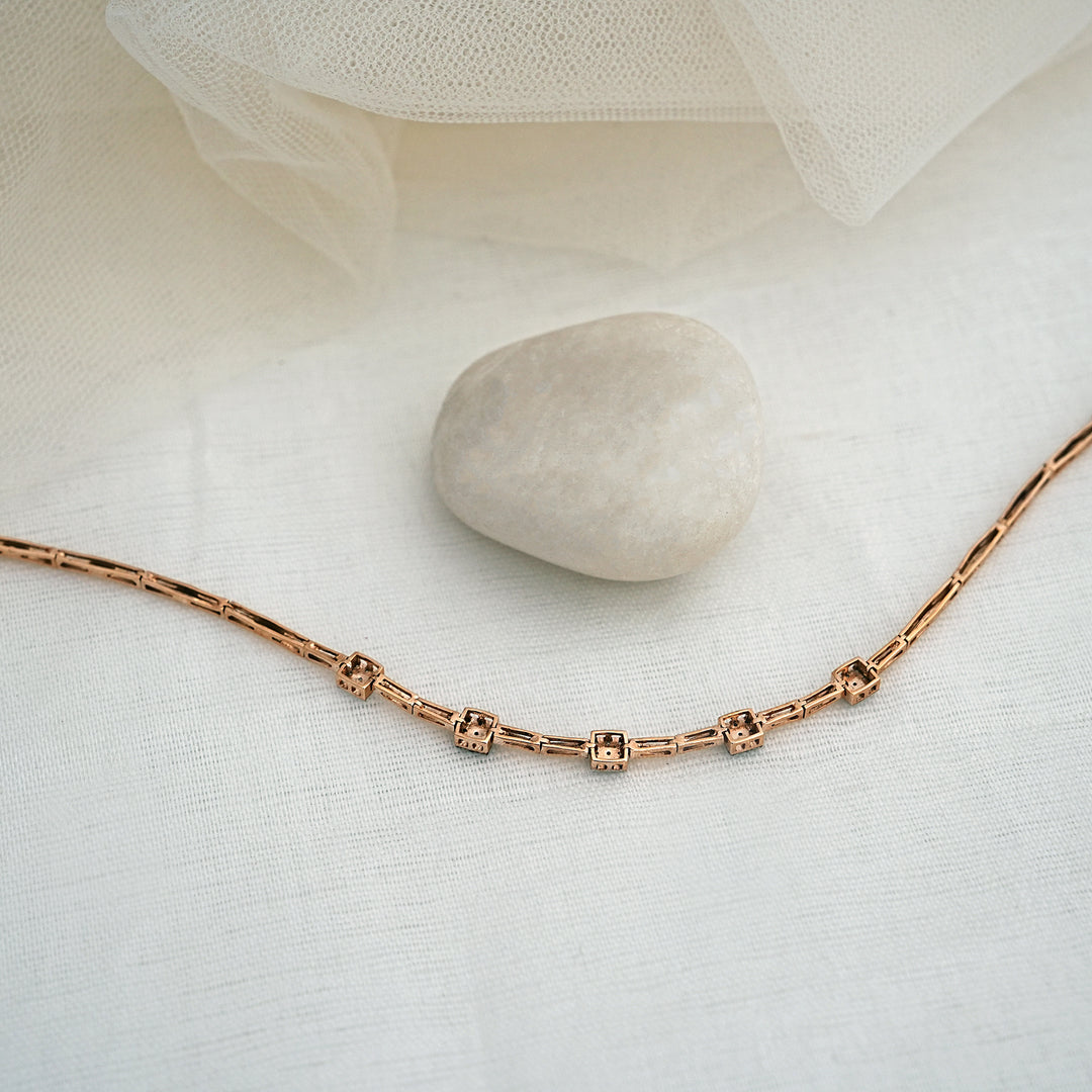 9K Rose Gold Bracelet with Multicolour Stones