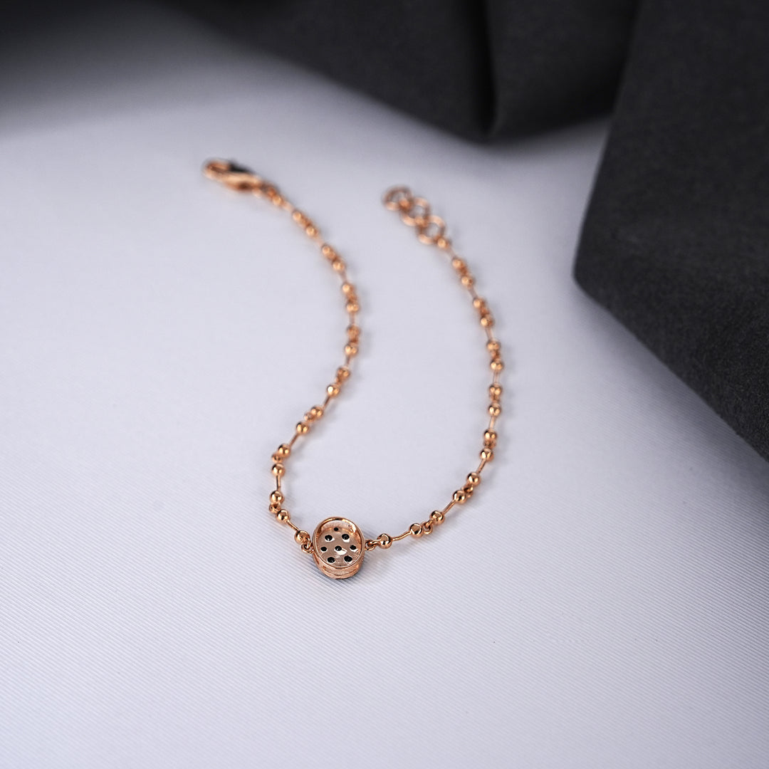 9K Rose Gold Bracelet with Colour Stone