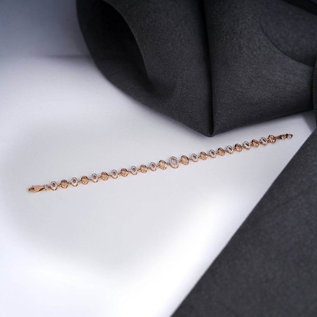 9K Rose Gold Bracelet with CZ Stones