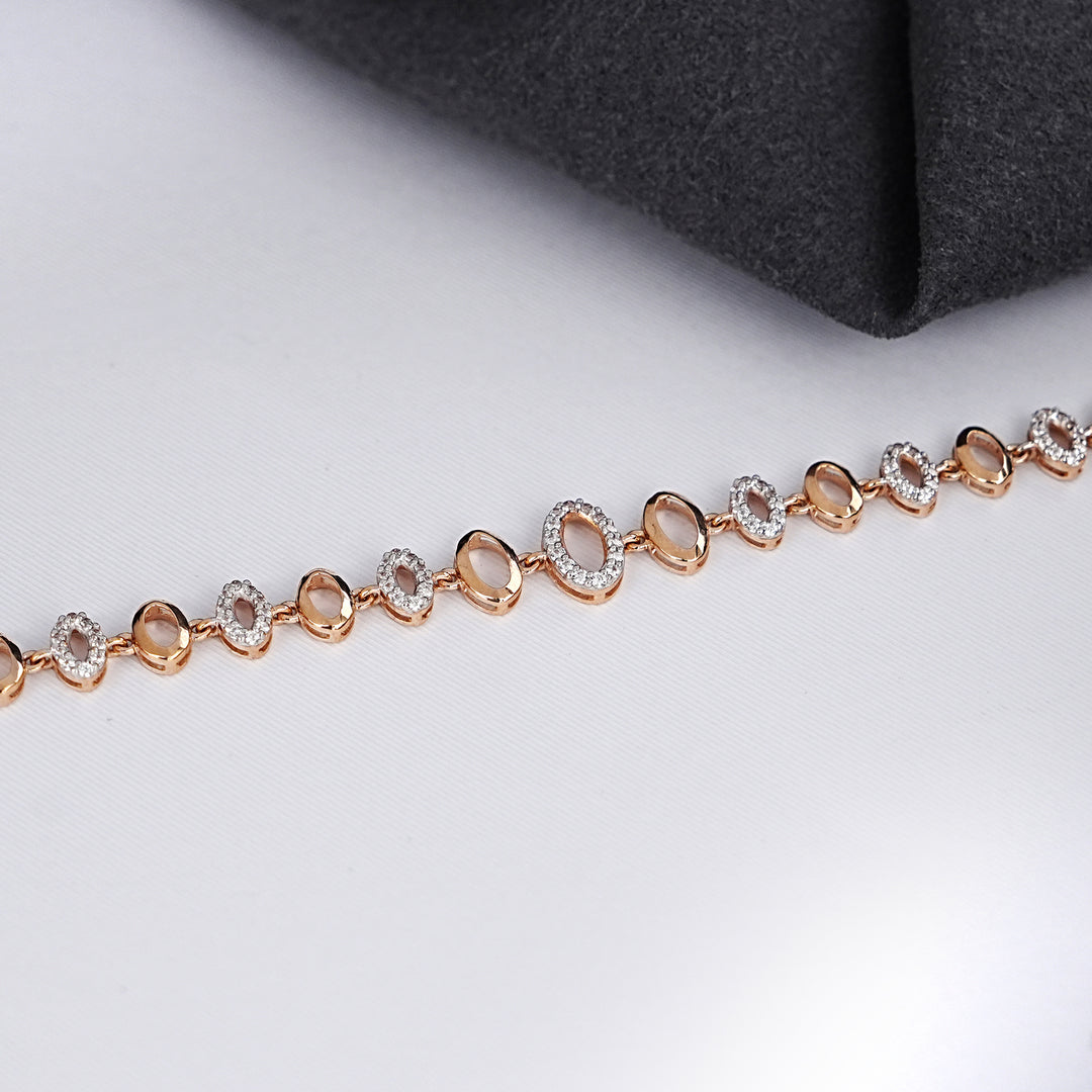 9K Rose Gold Bracelet with CZ Stones