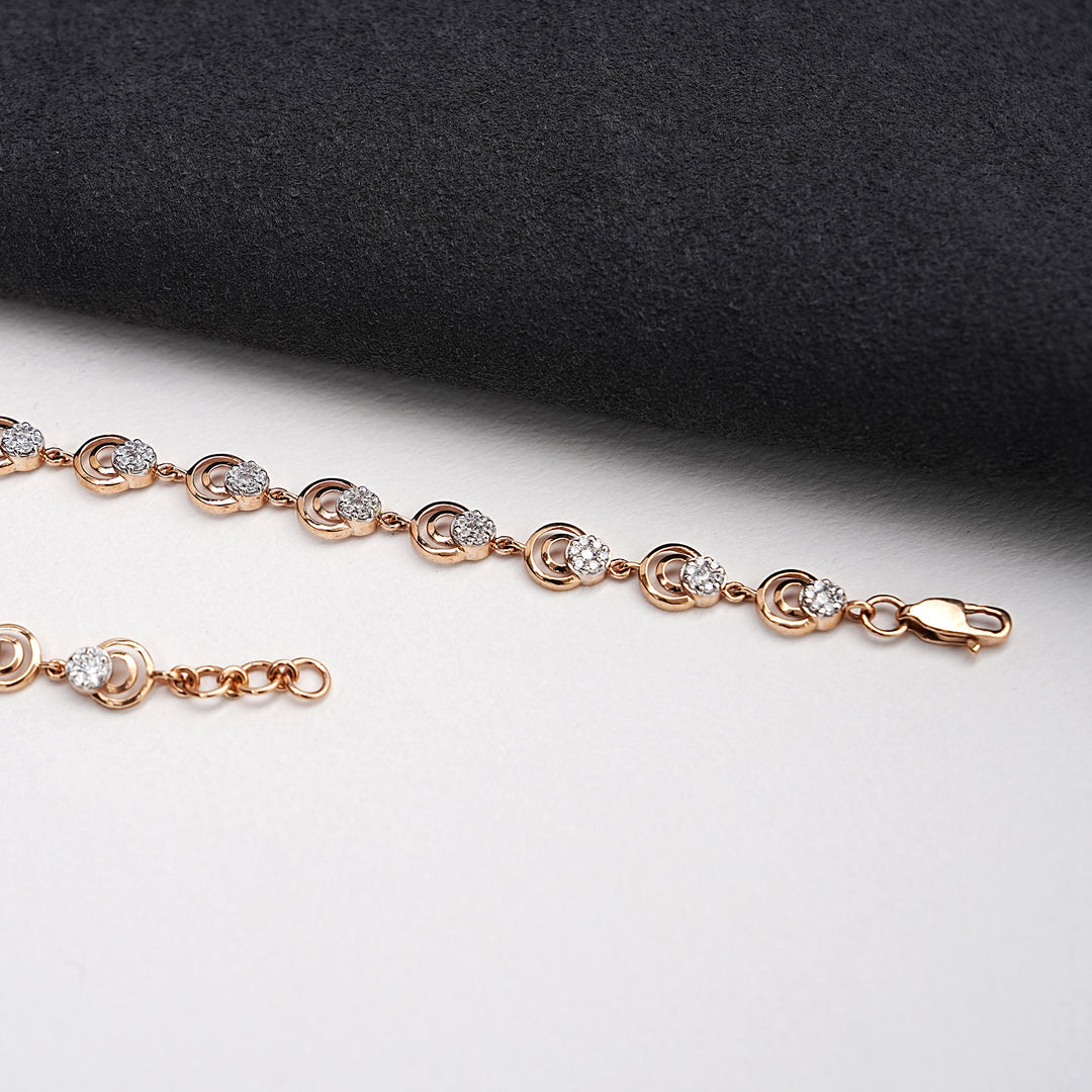 9K Rose Gold Bracelet with CZ Stones