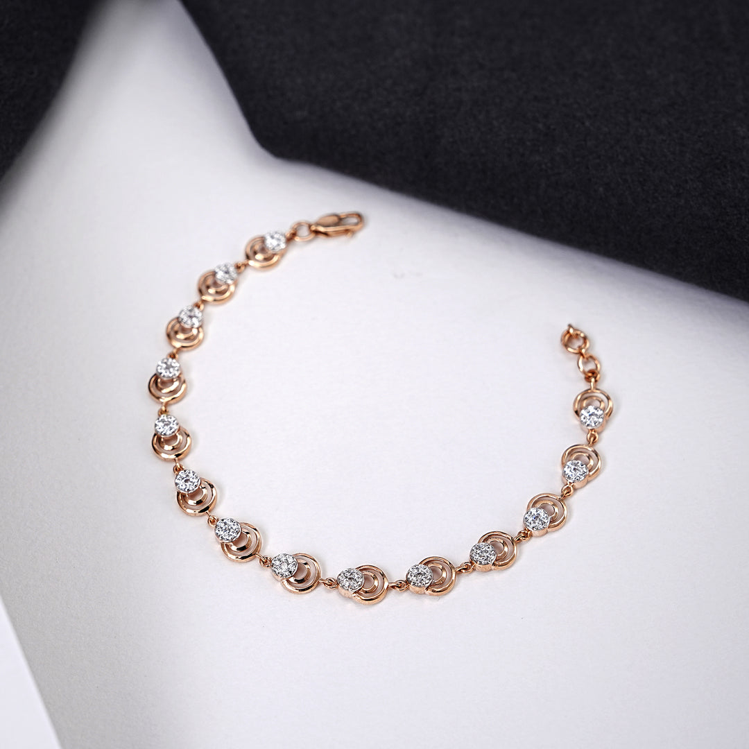 9K Rose Gold Bracelet with CZ Stones