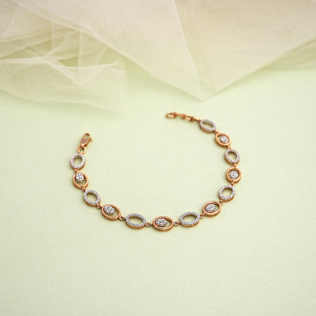 9K Rose Gold Bracelet with CZ Stones