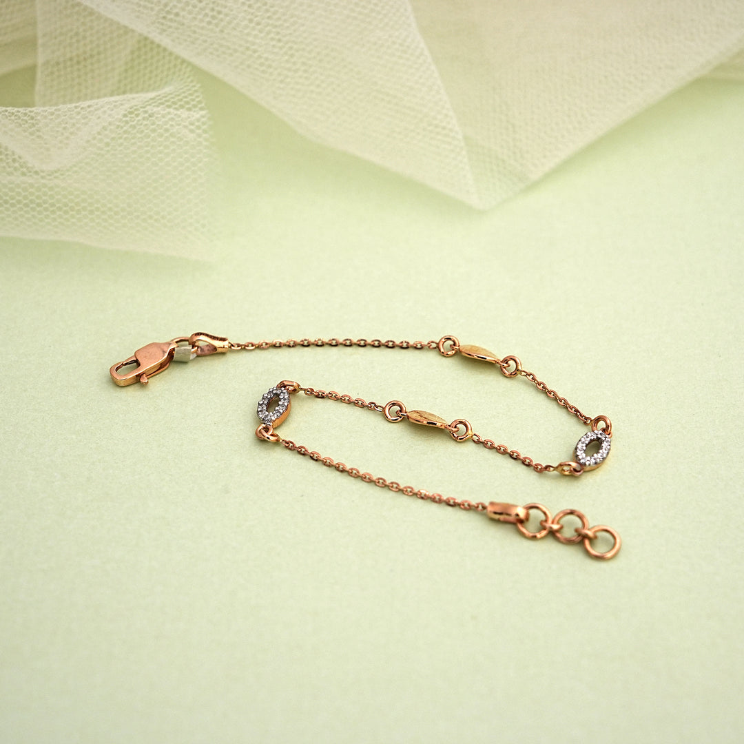 9K Rose Gold Bracelet with CZ Stones