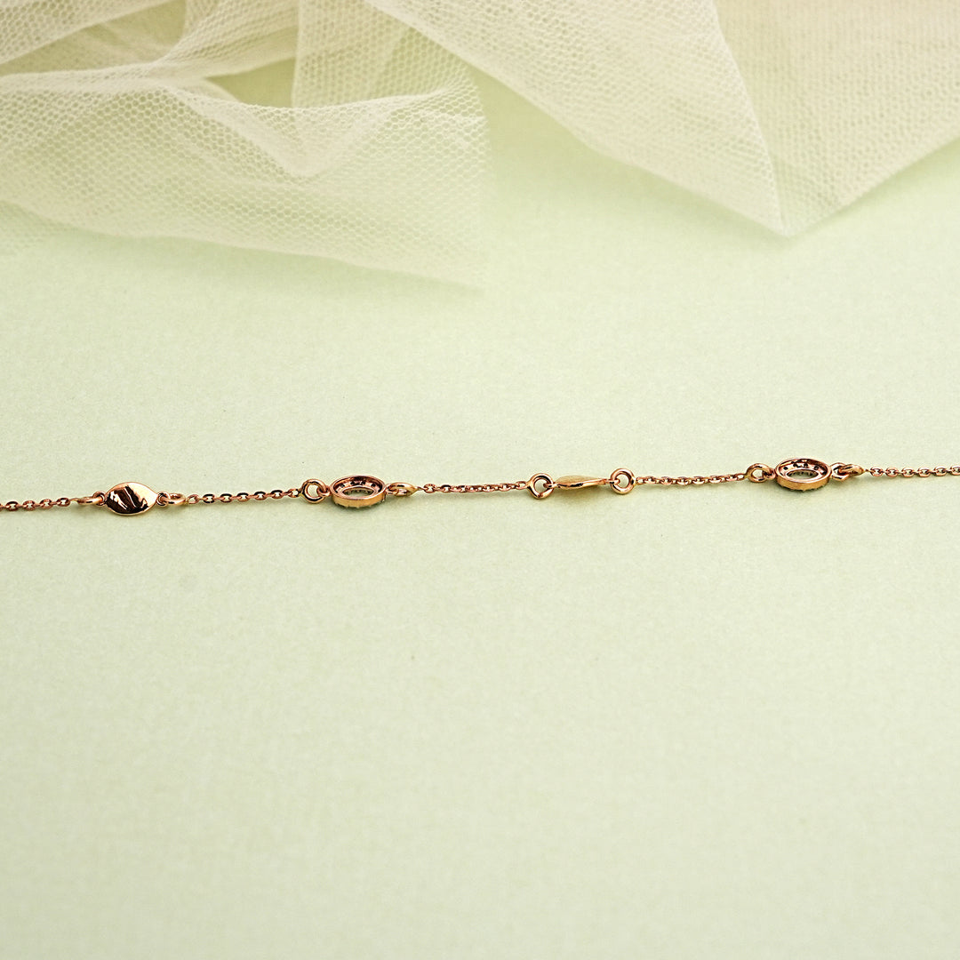 9K Rose Gold Bracelet with CZ Stones