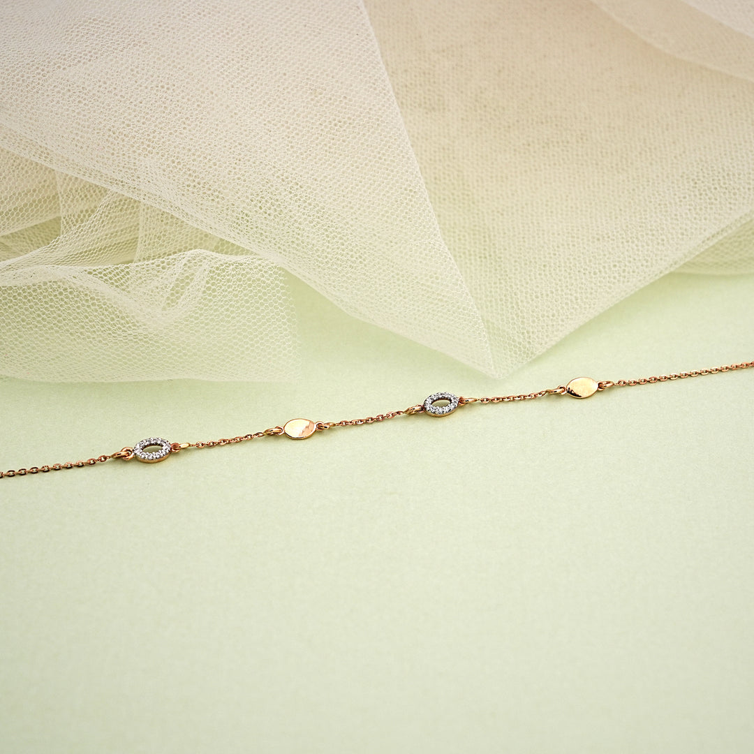 9K Rose Gold Bracelet with CZ Stones