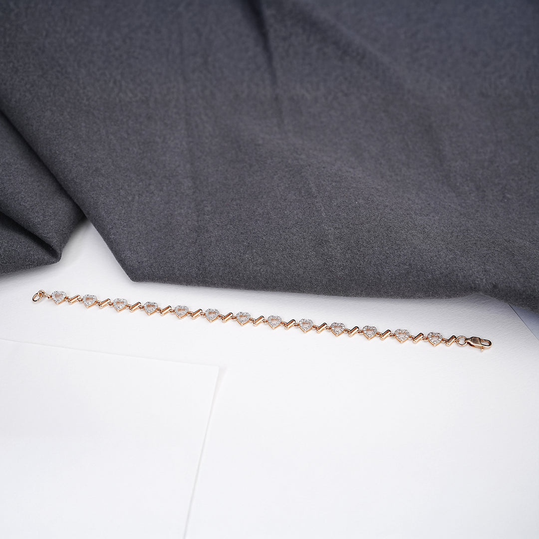 9K Rose Gold Bracelet with CZ Stones