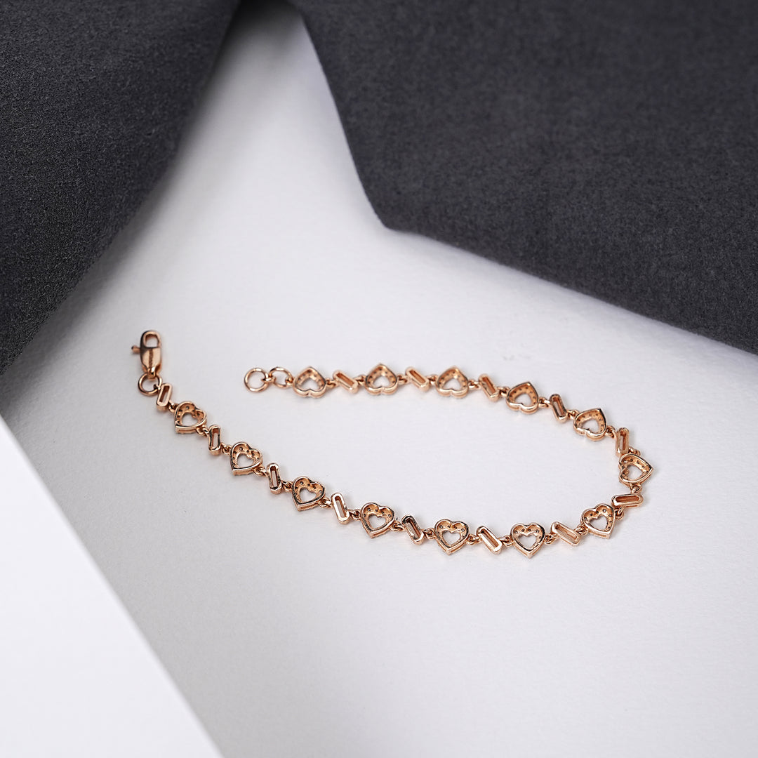 9K Rose Gold Bracelet with CZ Stones