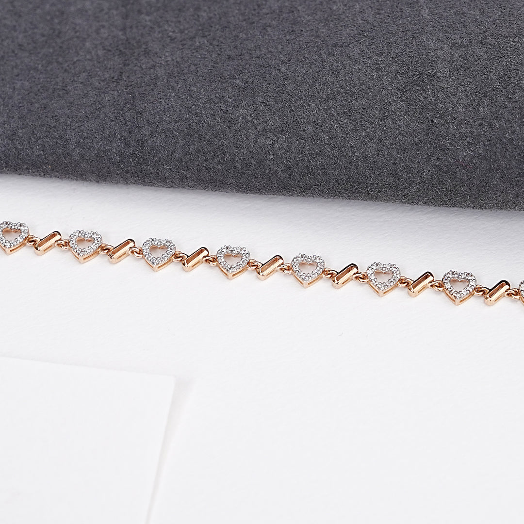 9K Rose Gold Bracelet with CZ Stones