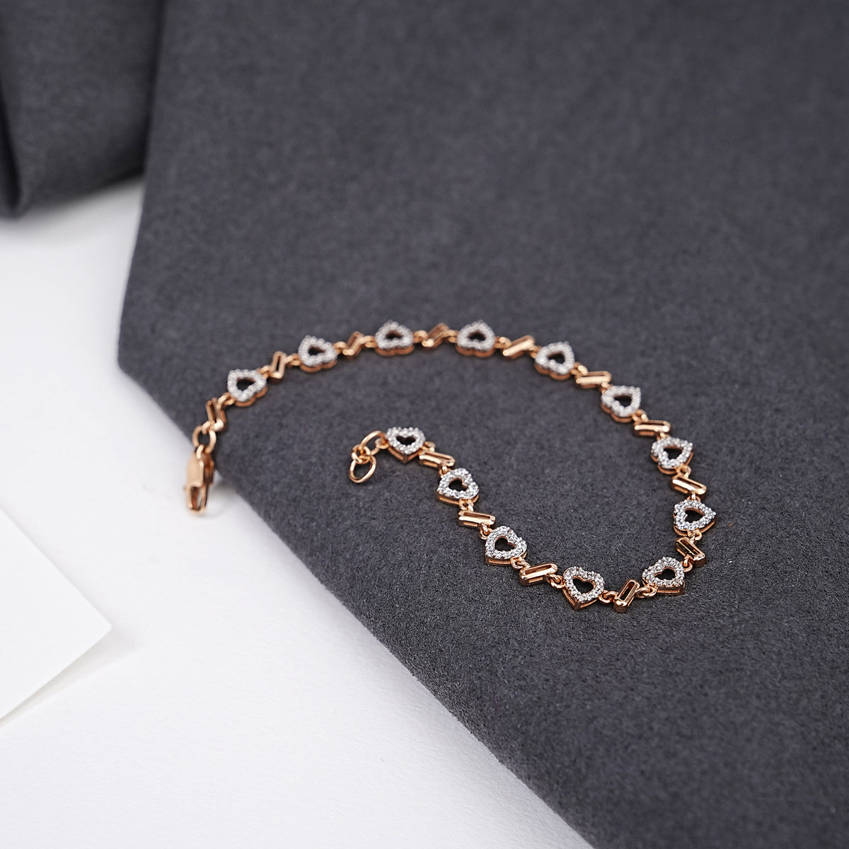 9k rose gold bracelet with cz stones