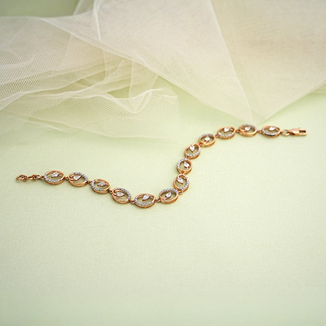 9K Rose Gold Bracelet with CZ Stones