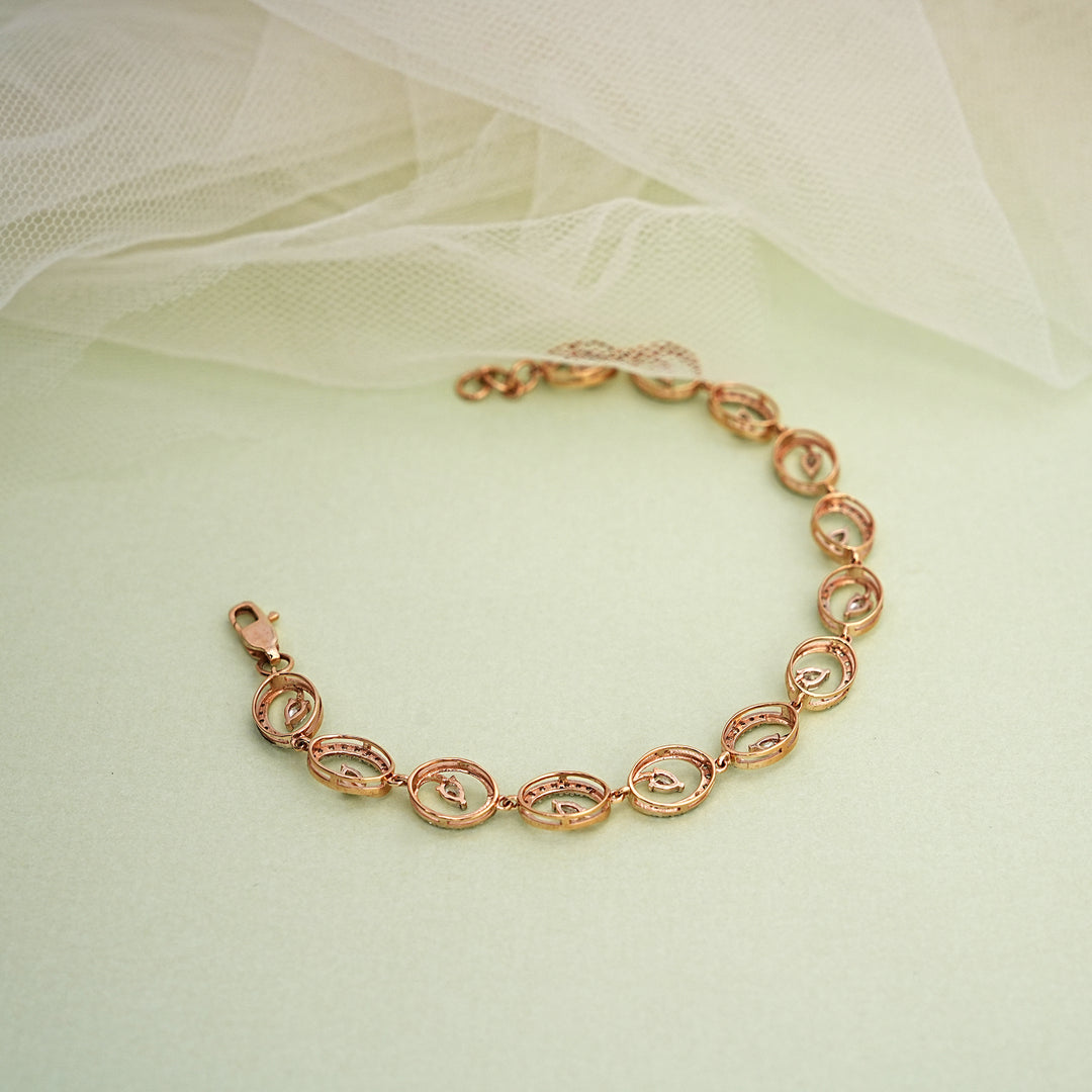 9K Rose Gold Bracelet with CZ Stones