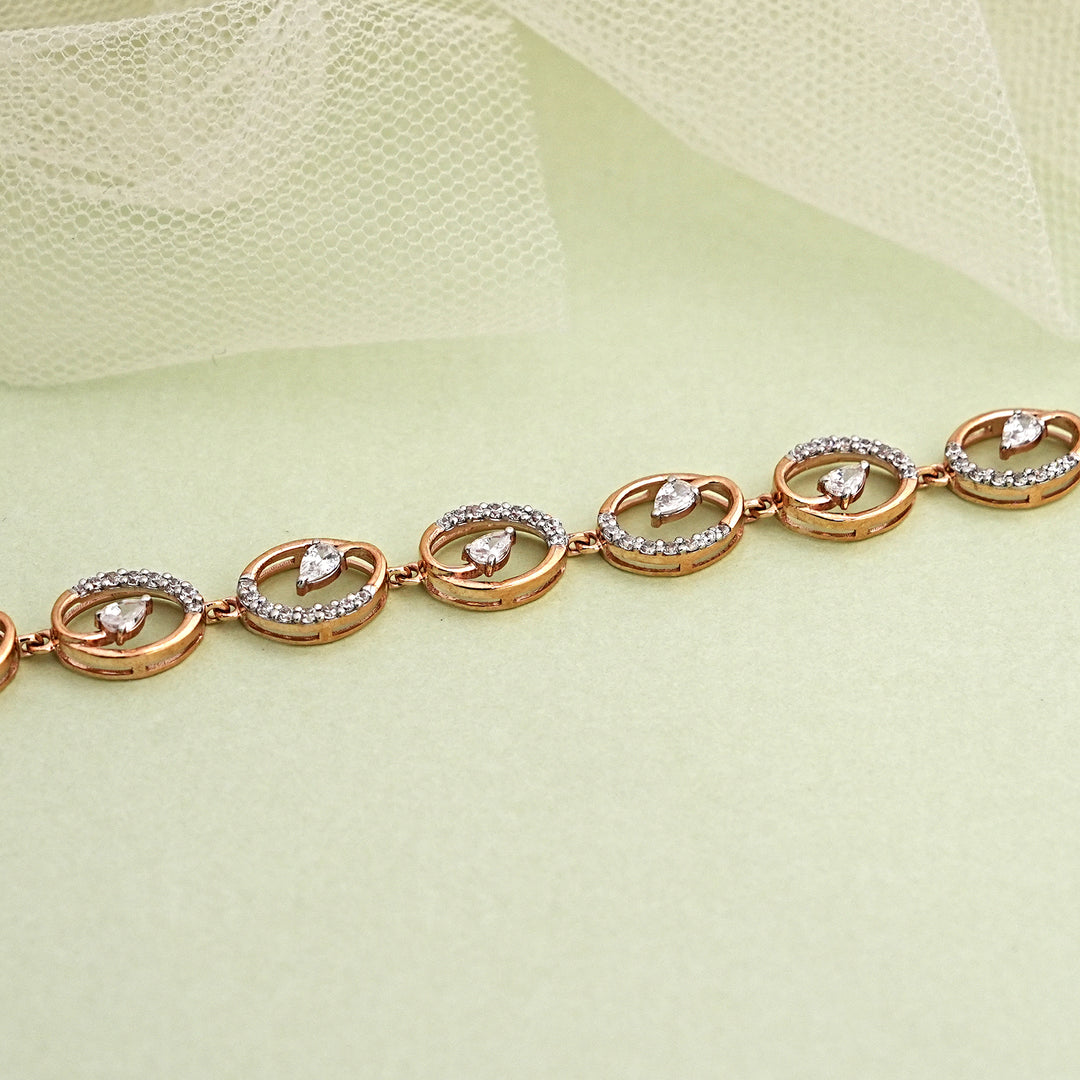 9K Rose Gold Bracelet with CZ Stones