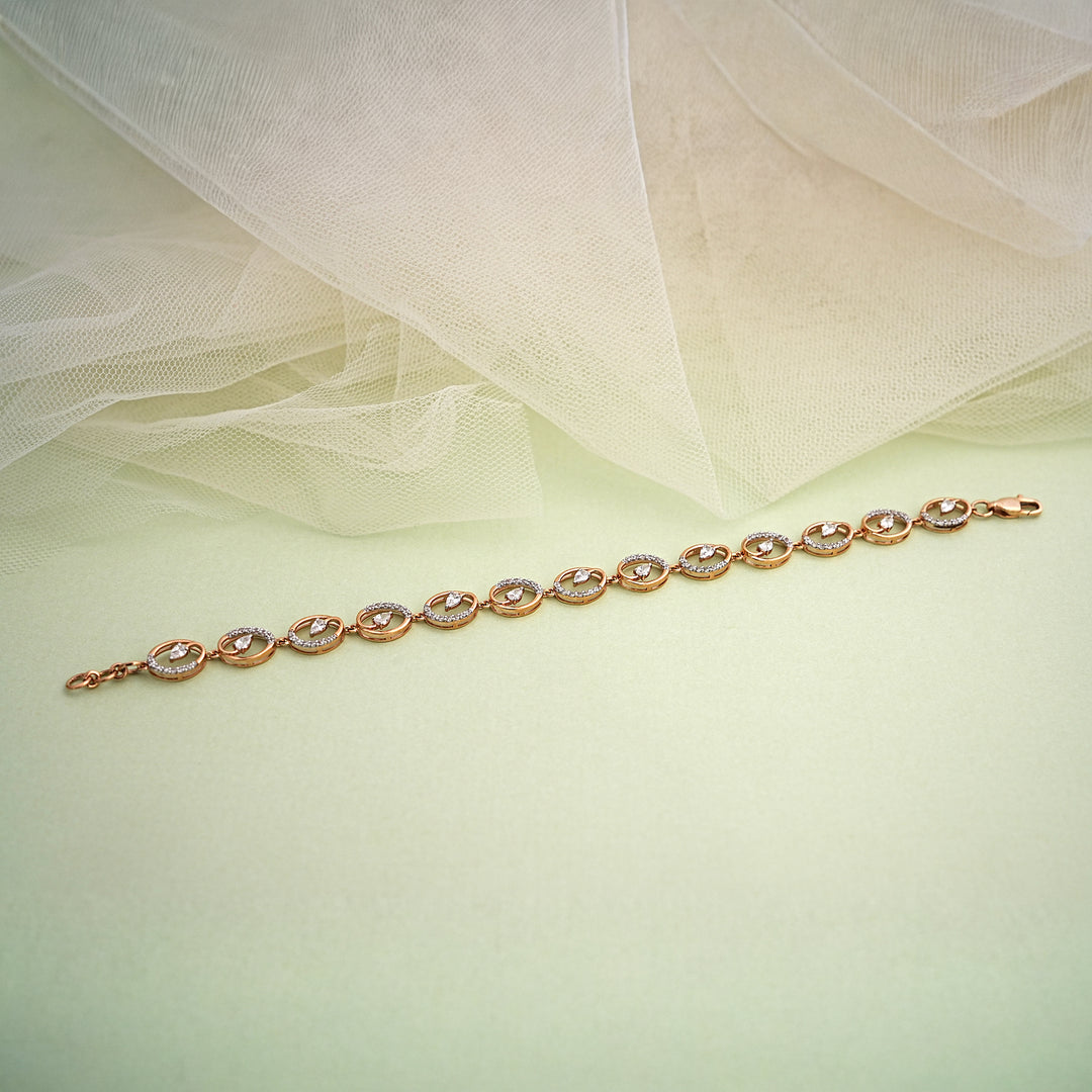 9K Rose Gold Bracelet with CZ Stones