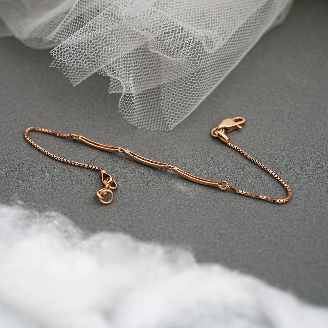 9K Rose Gold Bracelet with CZ Stones