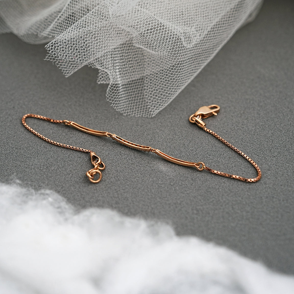 9k rose gold bracelet with cz stones