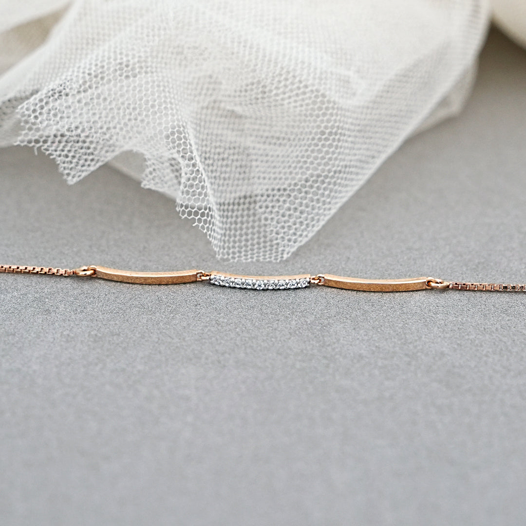 9K Rose Gold Bracelet with CZ Stones