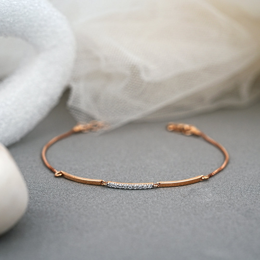 9K Rose Gold Bracelet with CZ Stones