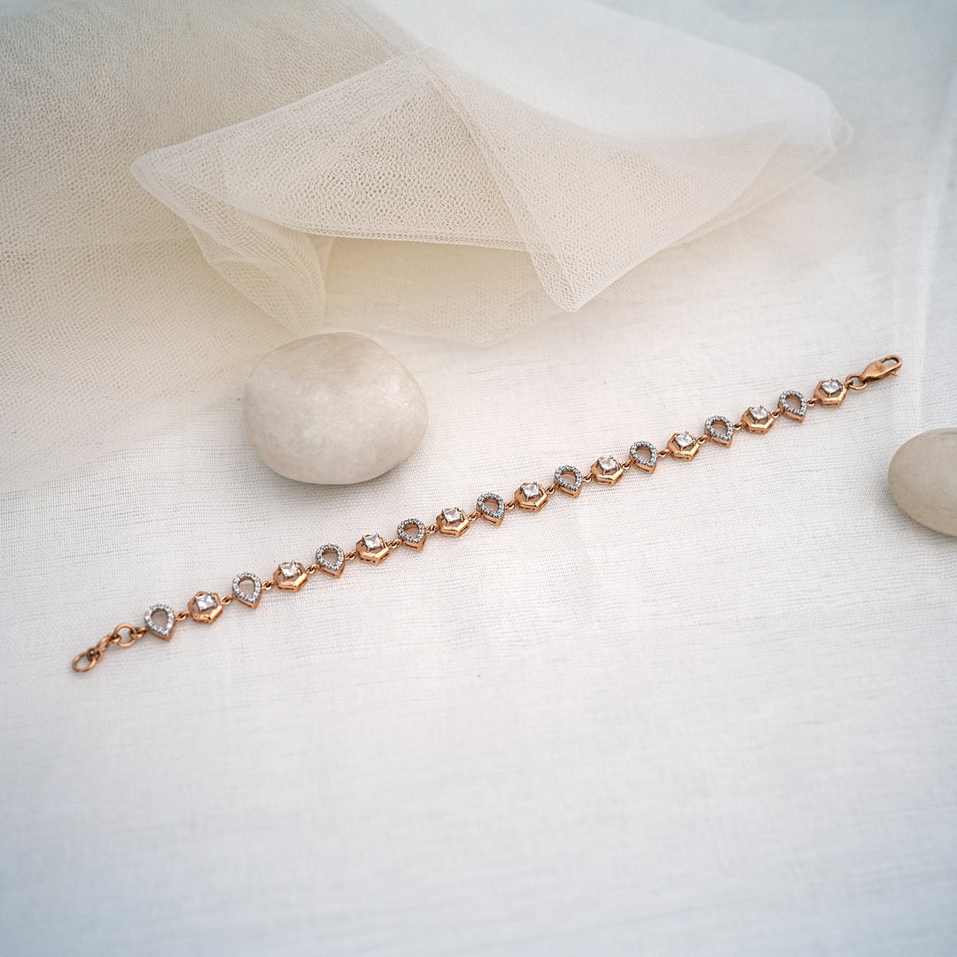 9K Rose Gold Bracelet with CZ Stones