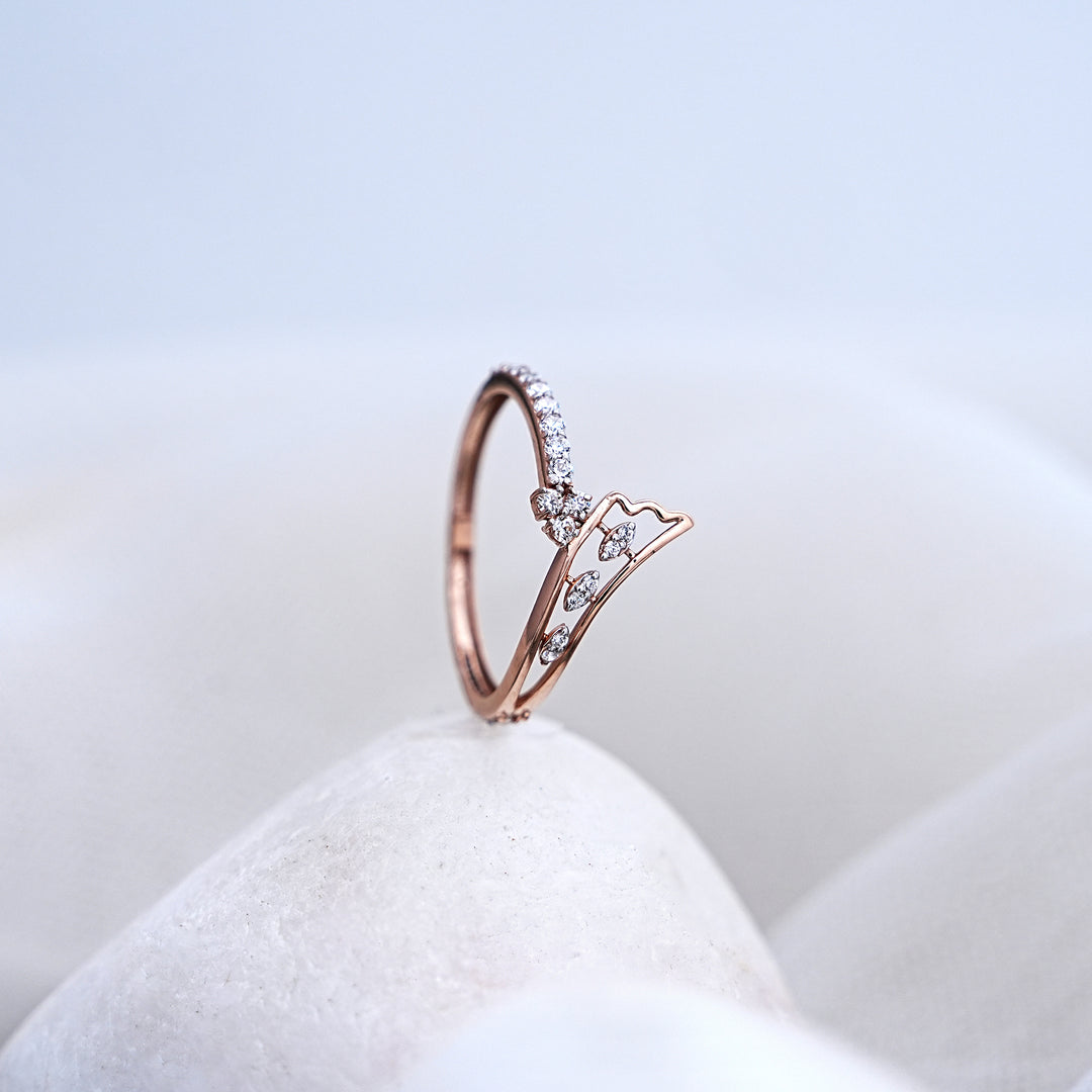 14K Rose Gold Ring with CZ Stones