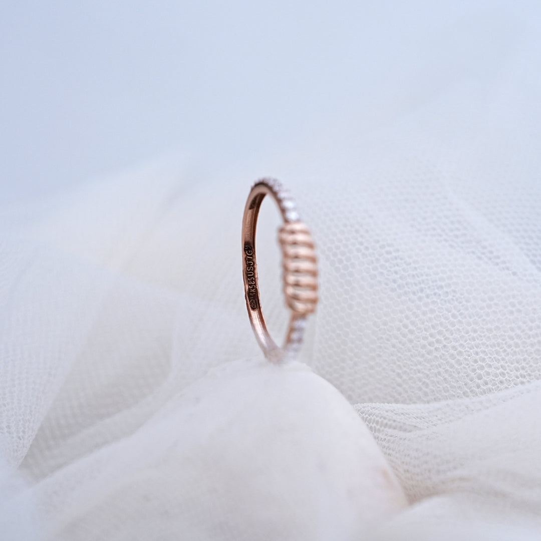 14K Rose Gold Ring with CZ Stones