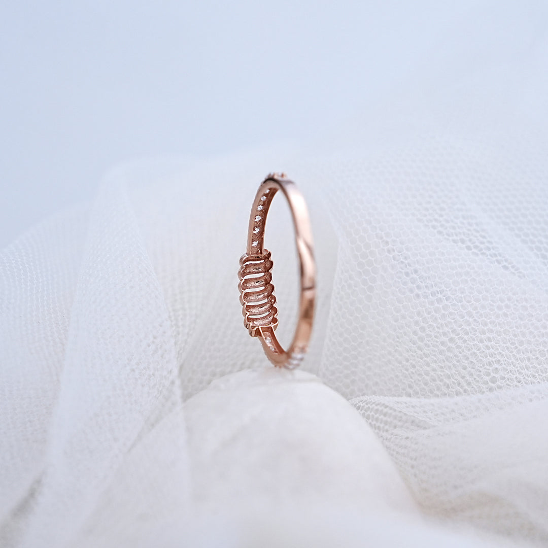 14K Rose Gold Ring with CZ Stones