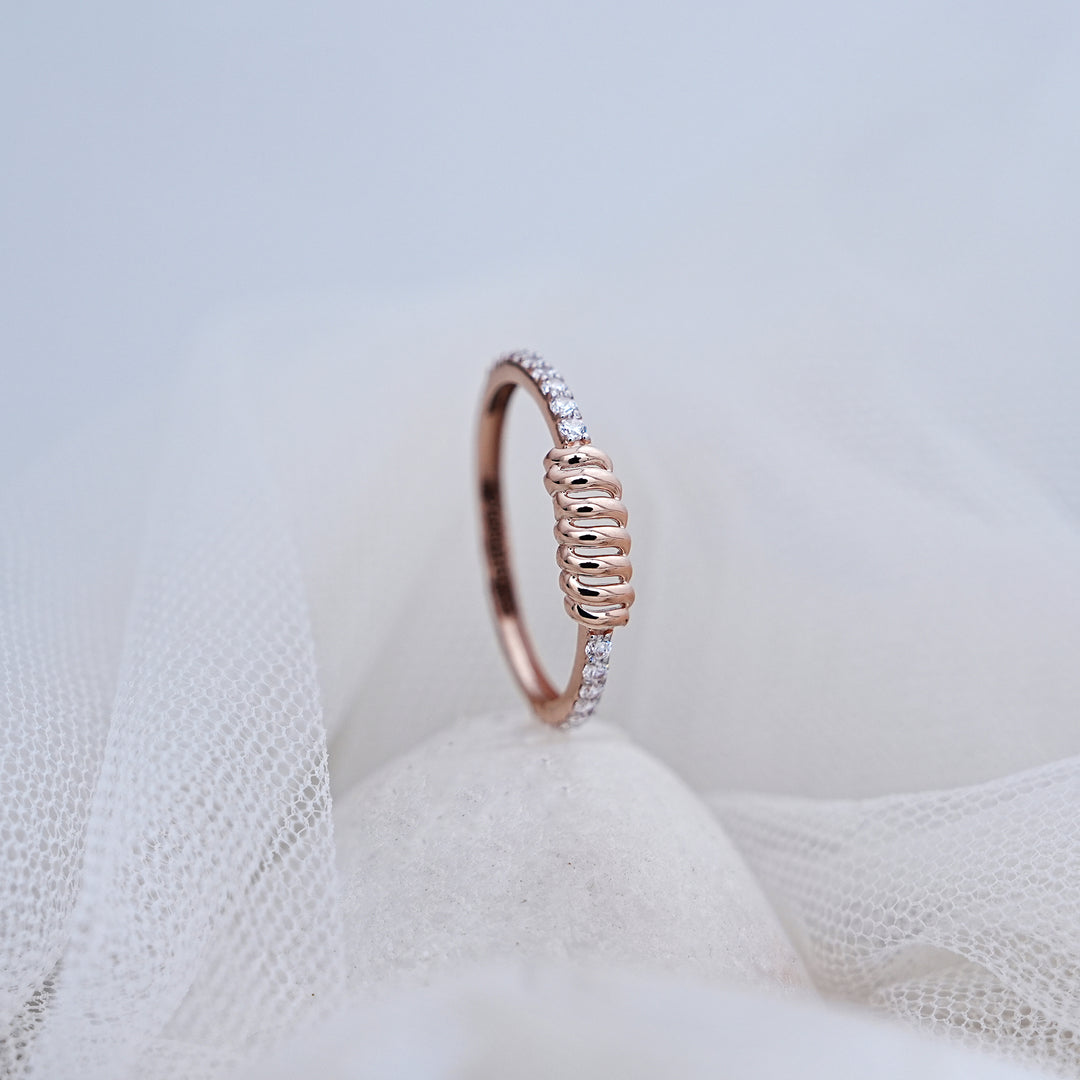 14K Rose Gold Ring with CZ Stones