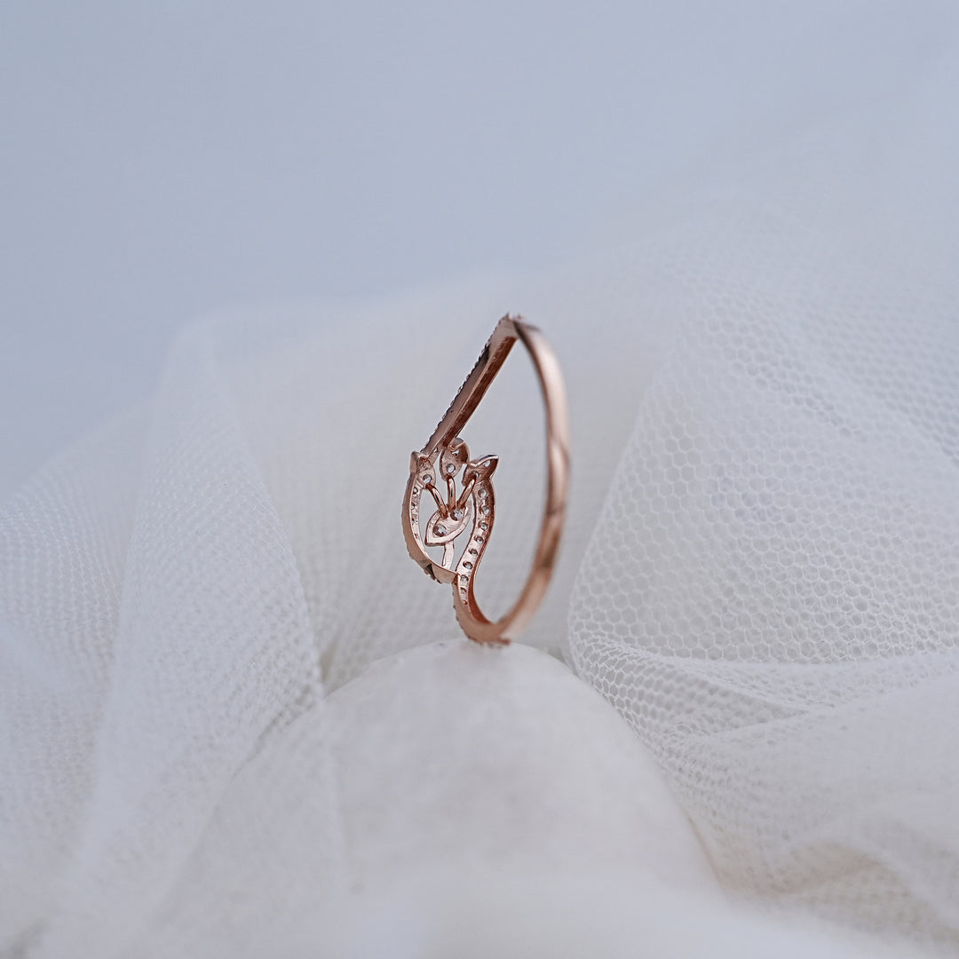 14K Rose Gold Ring with CZ Stones