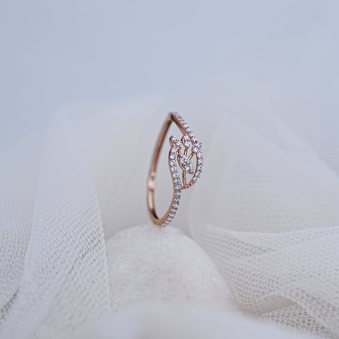 14K Rose Gold Ring with CZ Stones