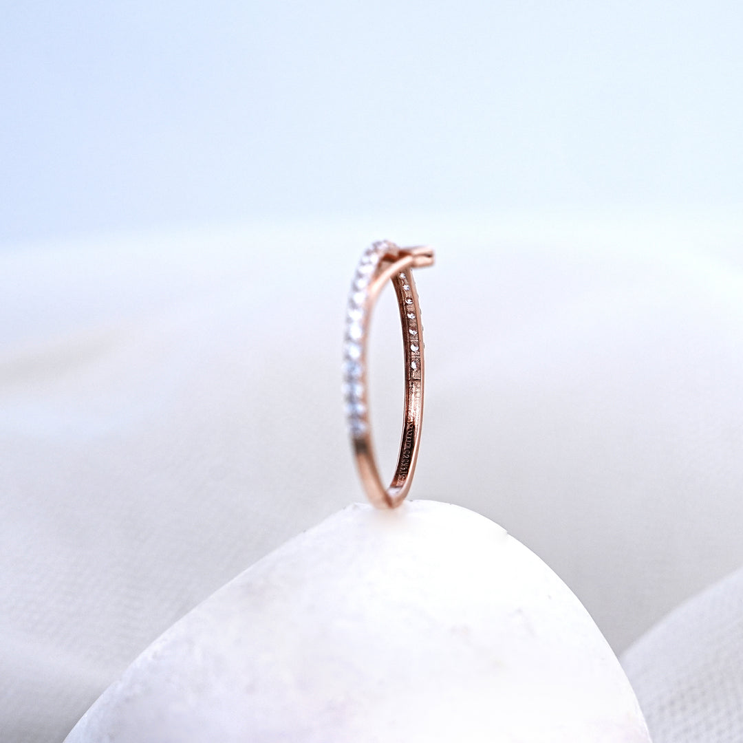 14K Rose Gold Ring with CZ Stones