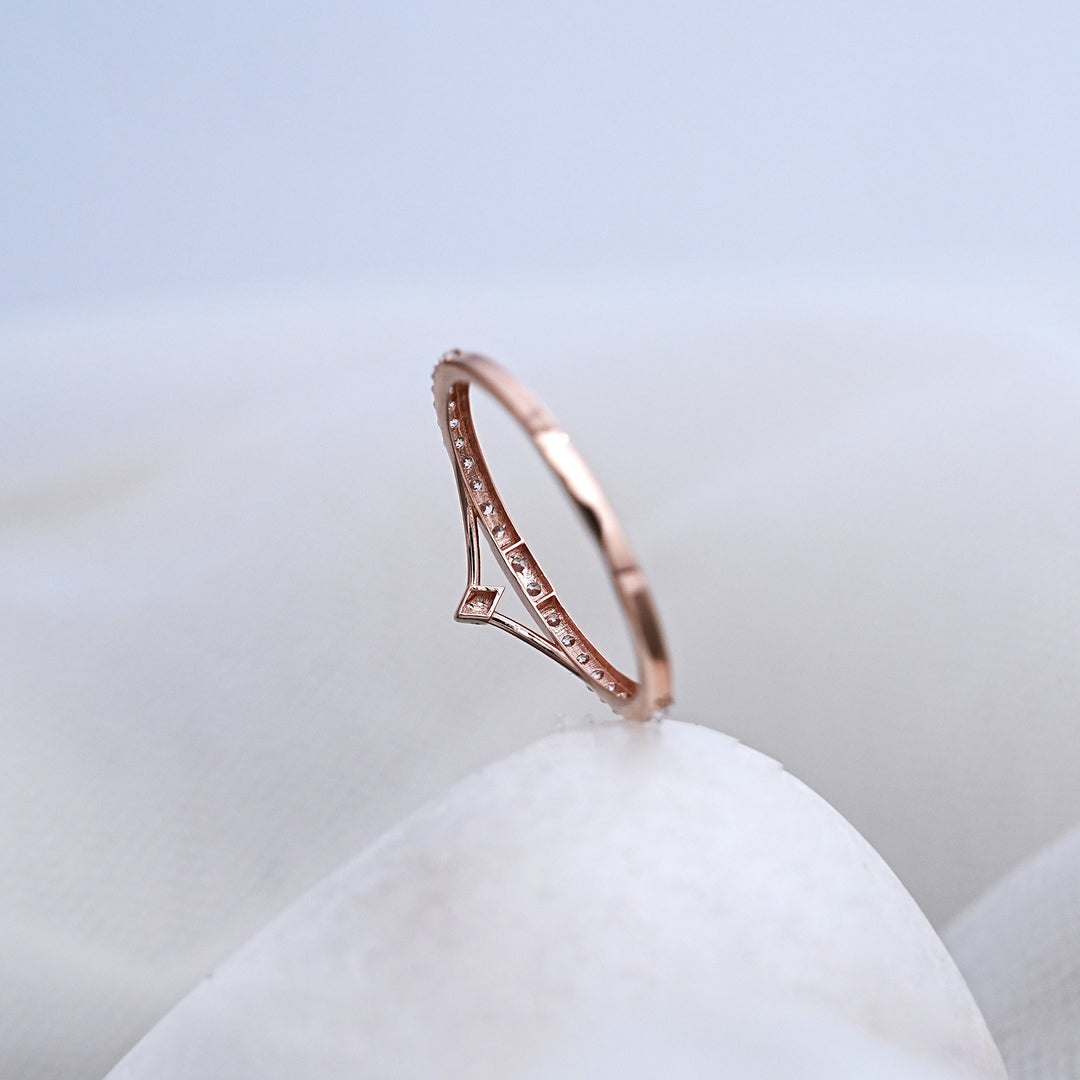 14K Rose Gold Ring with CZ Stones