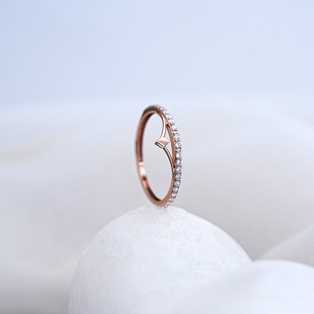 14K Rose Gold Ring with CZ Stones