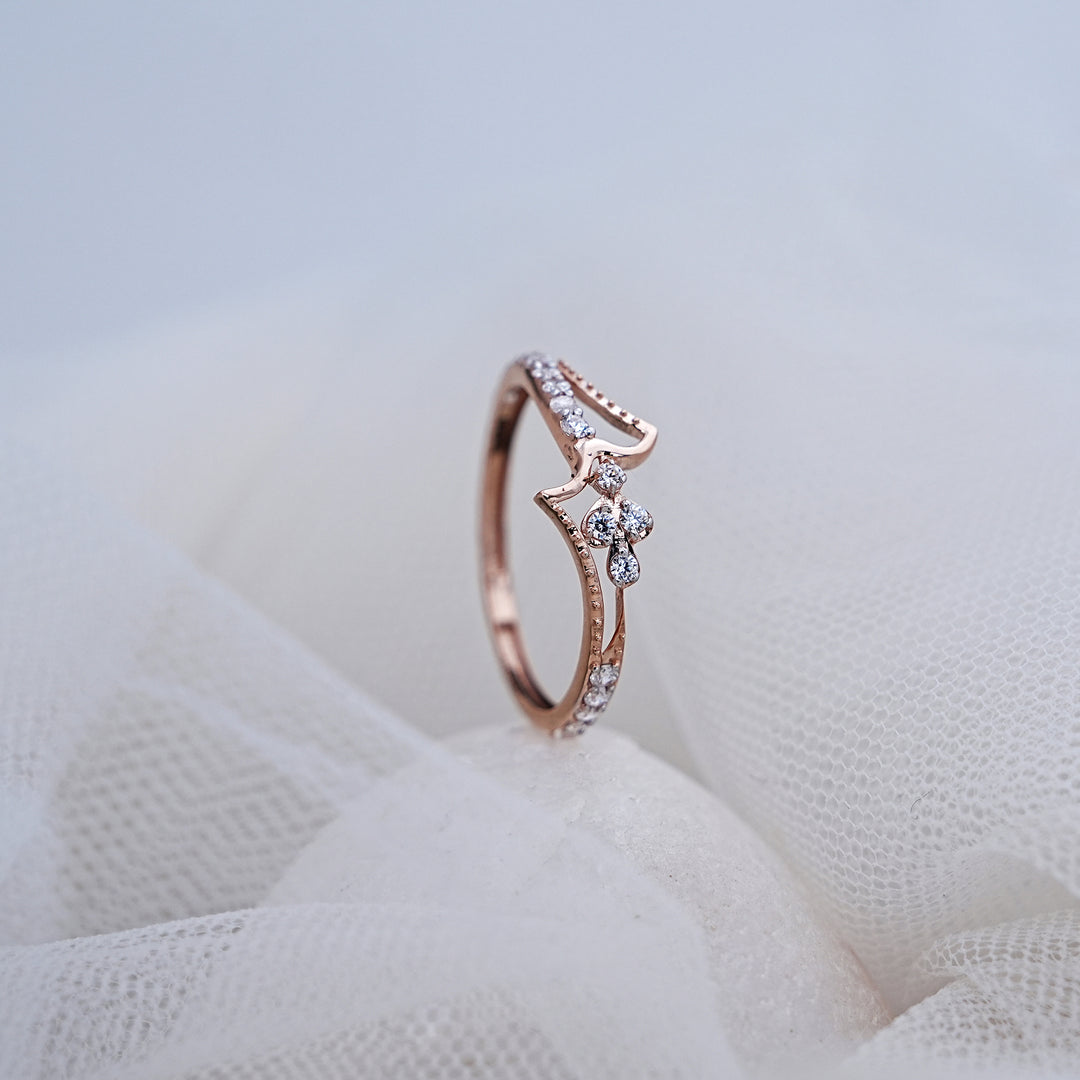 14K Rose Gold Ring with CZ Stones
